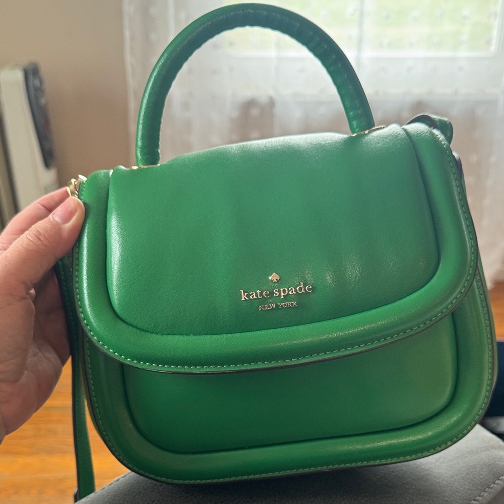 kate spade Green Leather Top-Handle Crossbody Bag with Gold Logo
